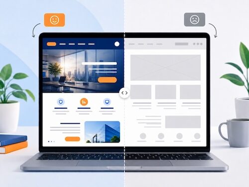 comparison of a default WordPress theme and the Astra theme